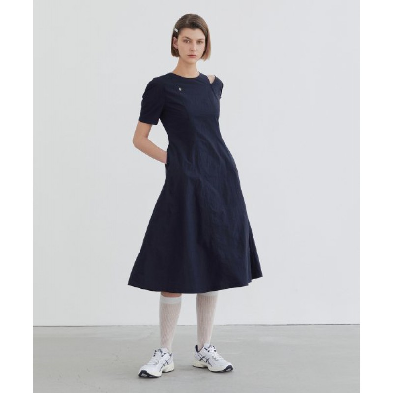 Cutout Puff Dress / Navy