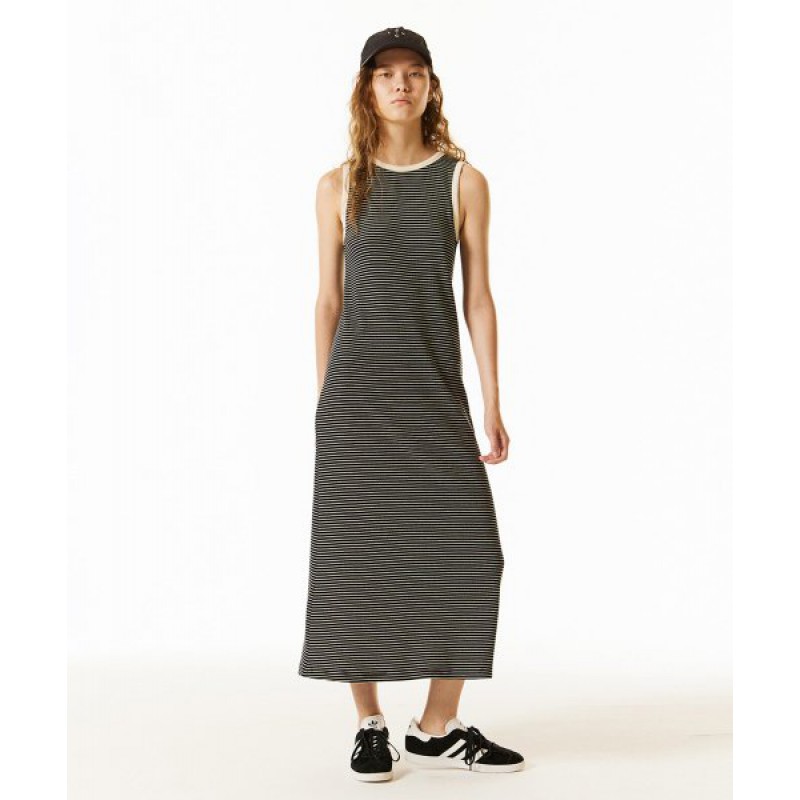 Stripe Sleeveless Dress Black