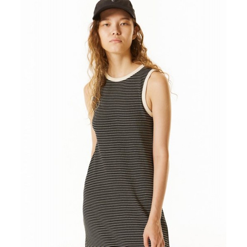 Stripe Sleeveless Dress Black