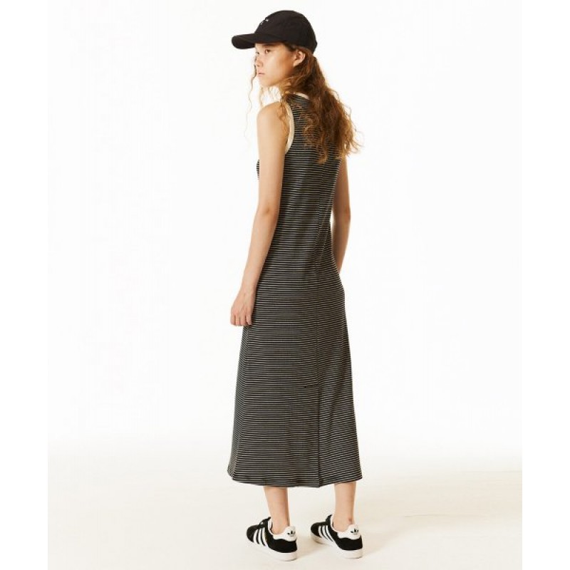 Stripe Sleeveless Dress Black