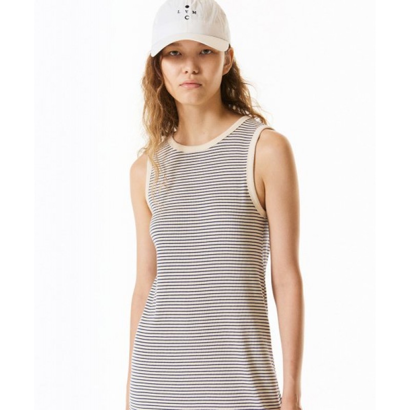 Stripe Sleeveless Dress Ivory