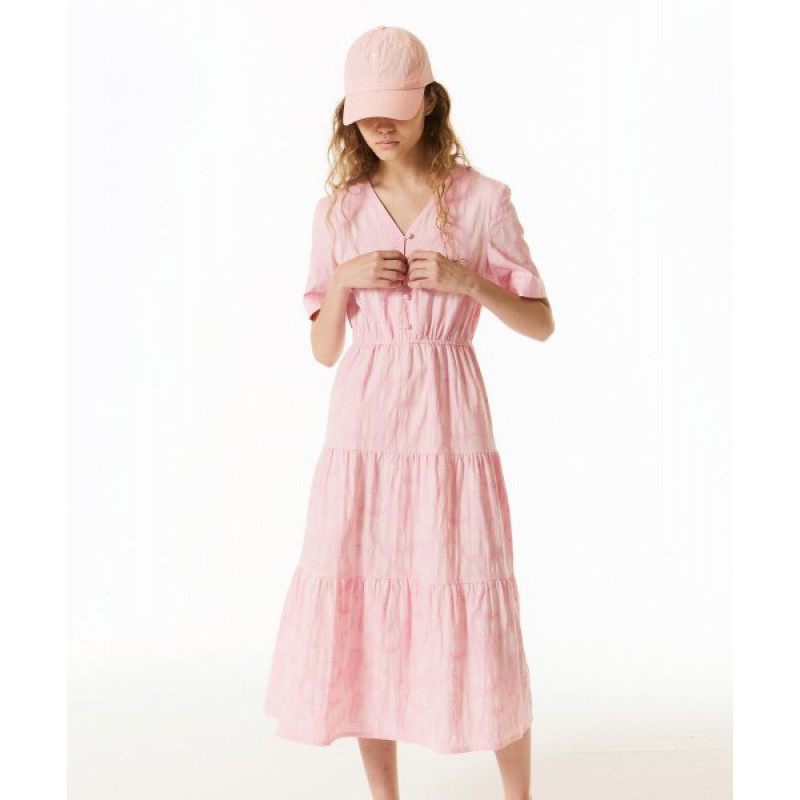 Summer jacquard dress pink