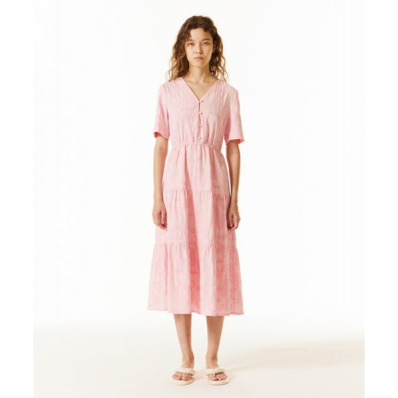 Summer jacquard dress pink