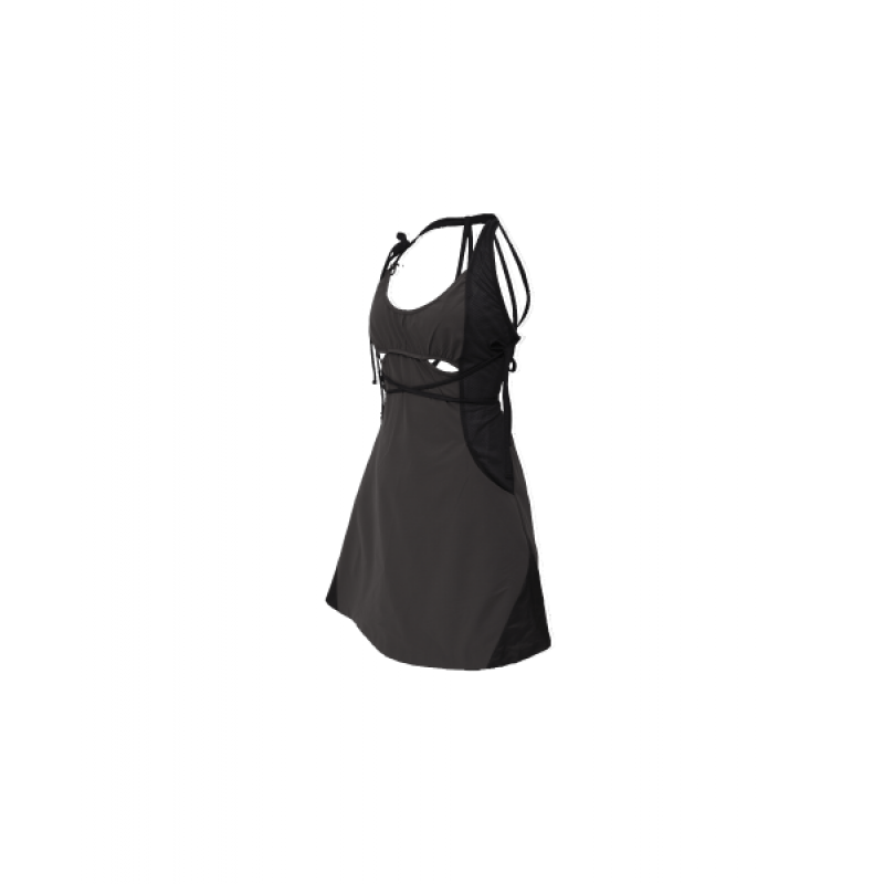 Halter Neck Apron Dress/ Black