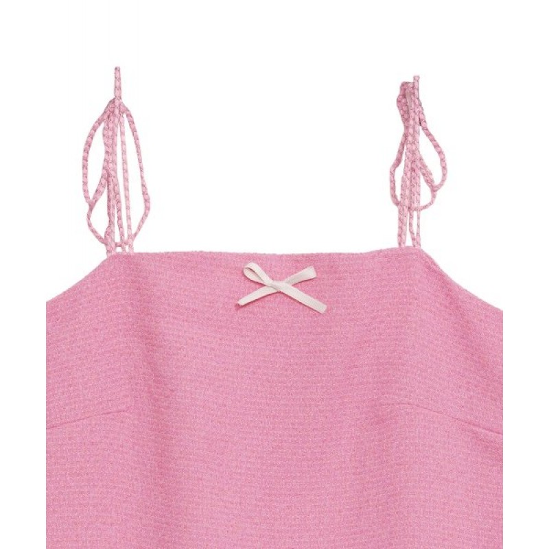 Tweed Ribbon Mini Dress_Pink