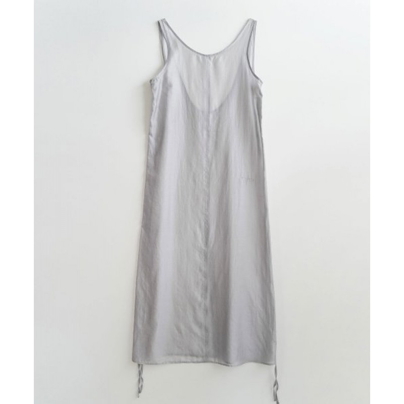 Two way shirring sheer long one piece gray