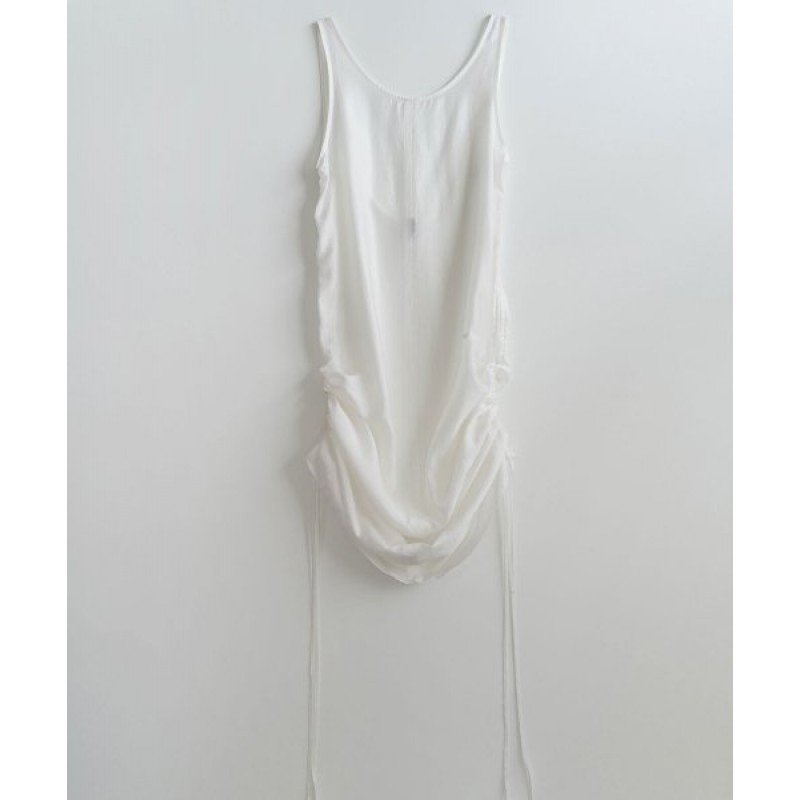 Two way shirring sheer long one piece white