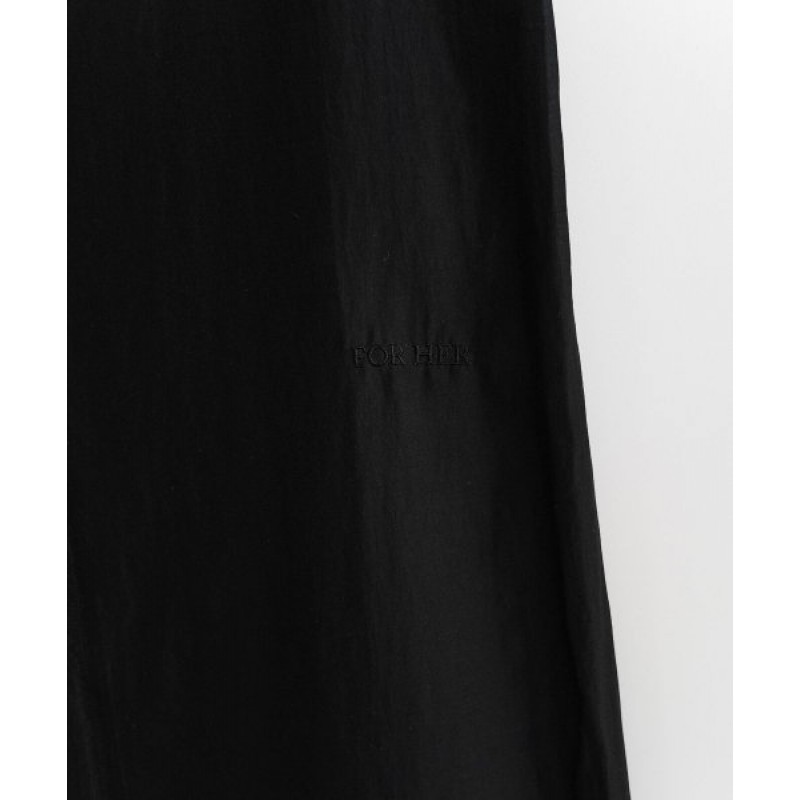 Two way shirring sheer long one piece black