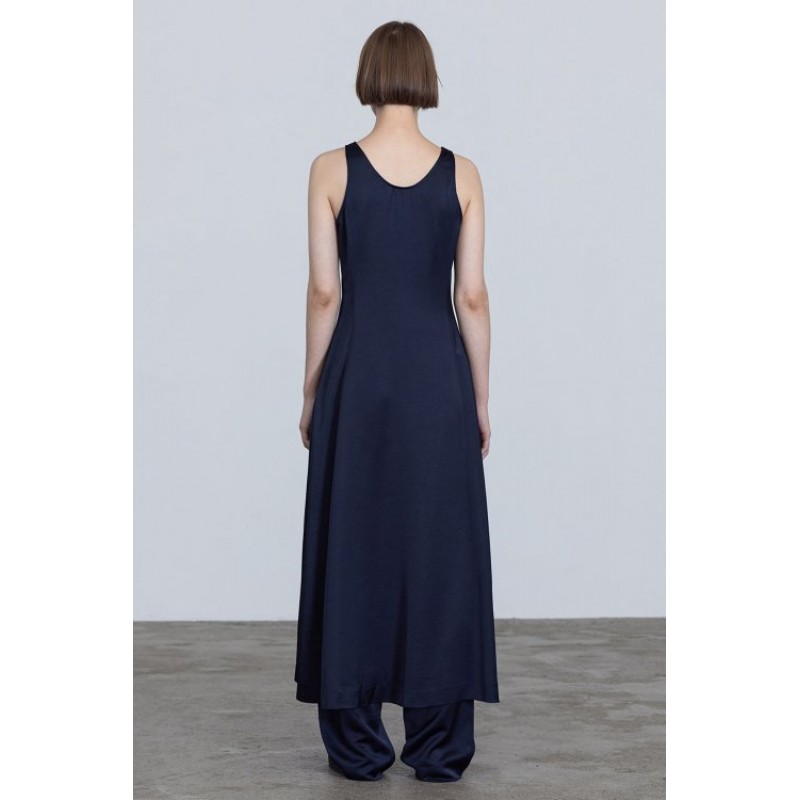 Satin Slip Dress - Dark Navy