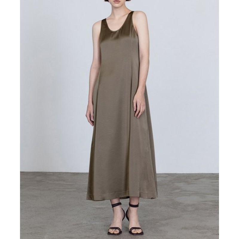 Satin Slip Dress - Brown