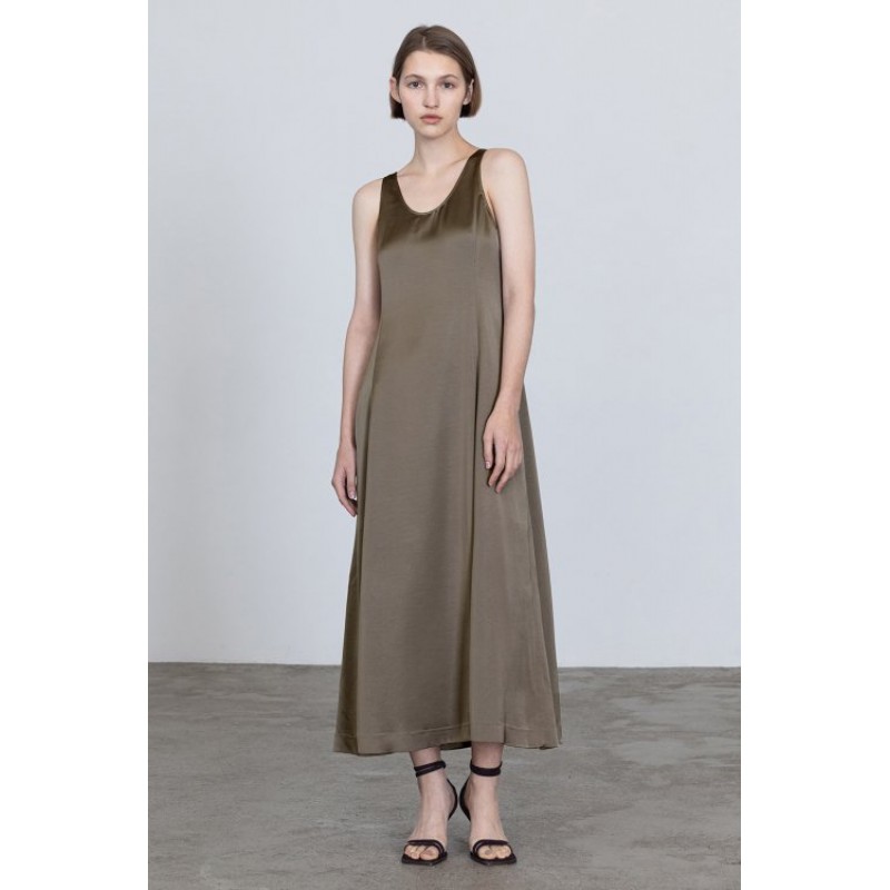 Satin Slip Dress - Brown