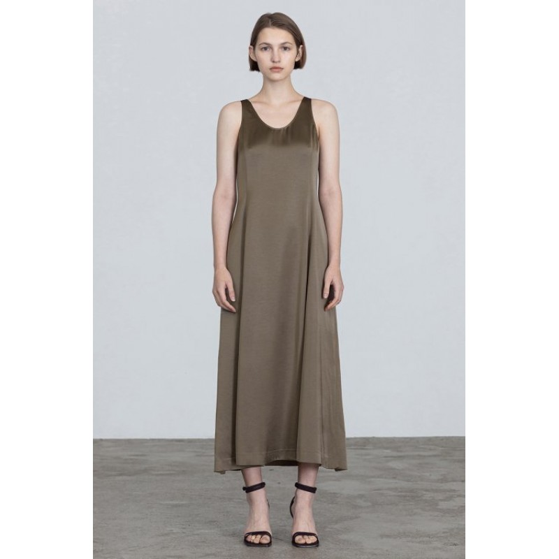 Satin Slip Dress - Brown