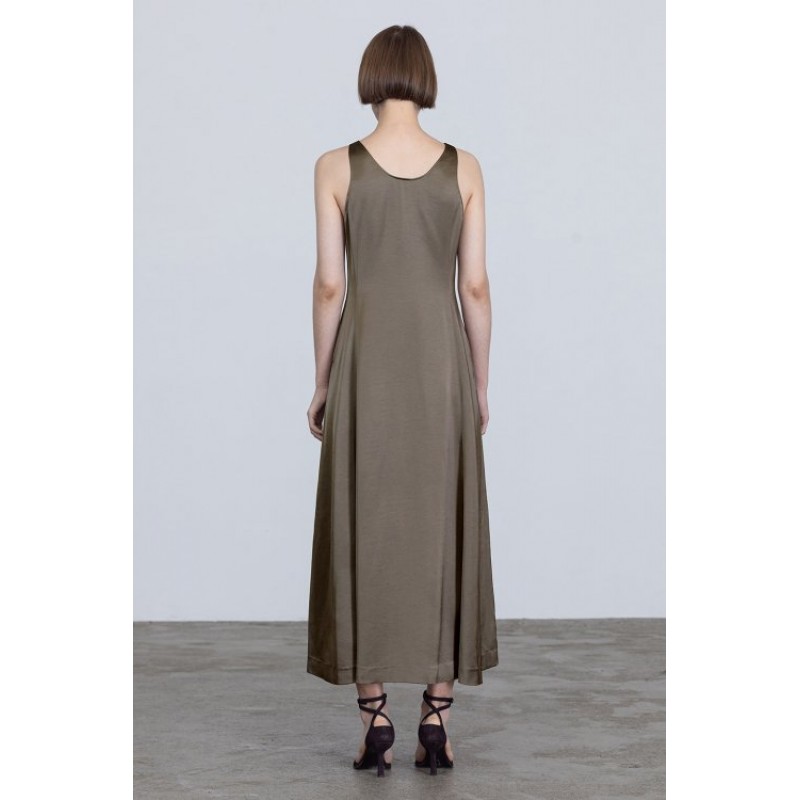 Satin Slip Dress - Brown