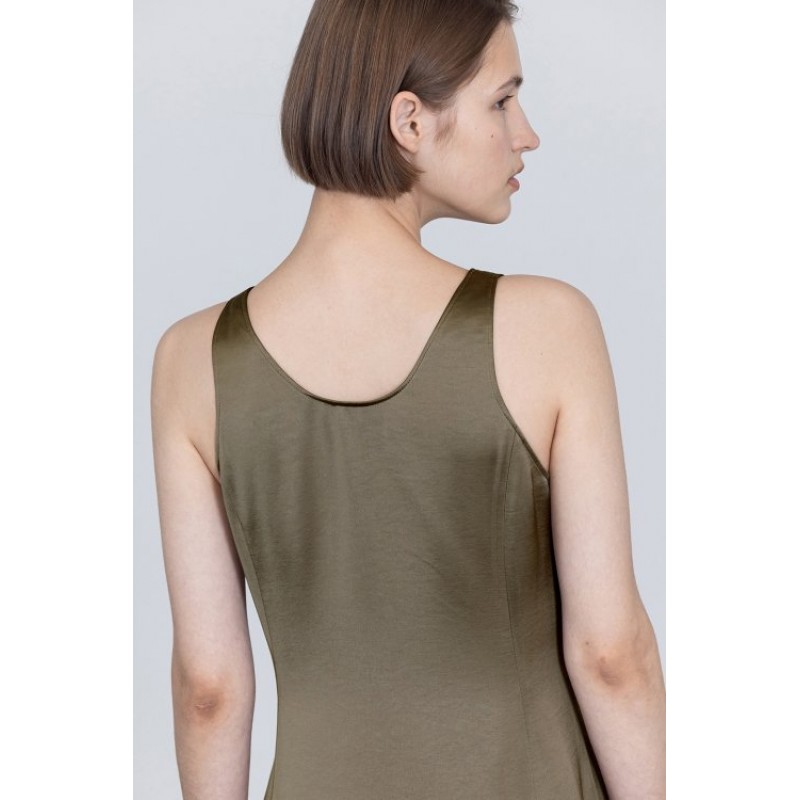 Satin Slip Dress - Brown