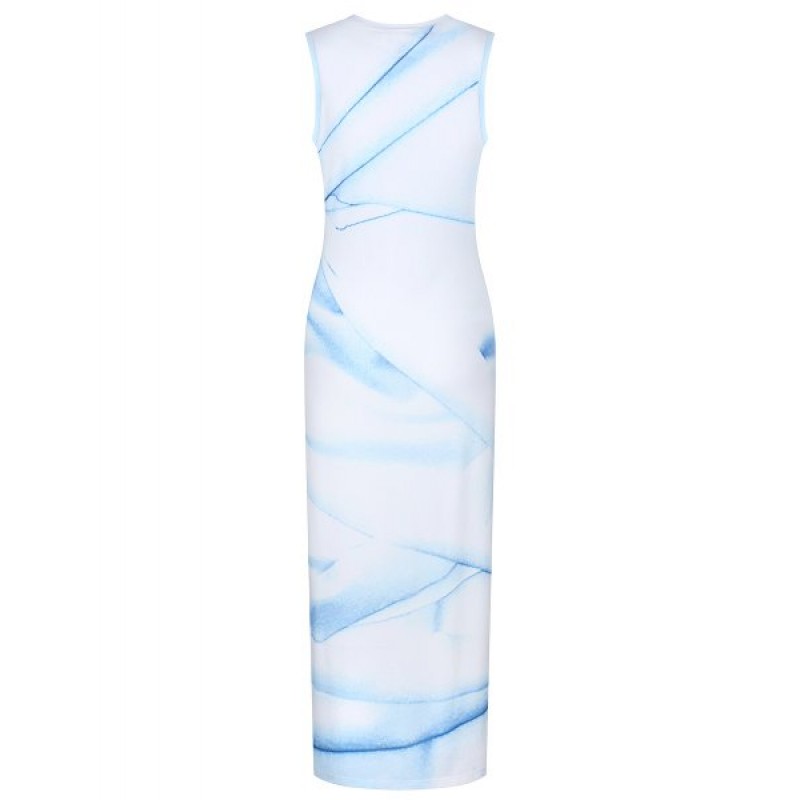 Dreamy Blue Line Split Dress