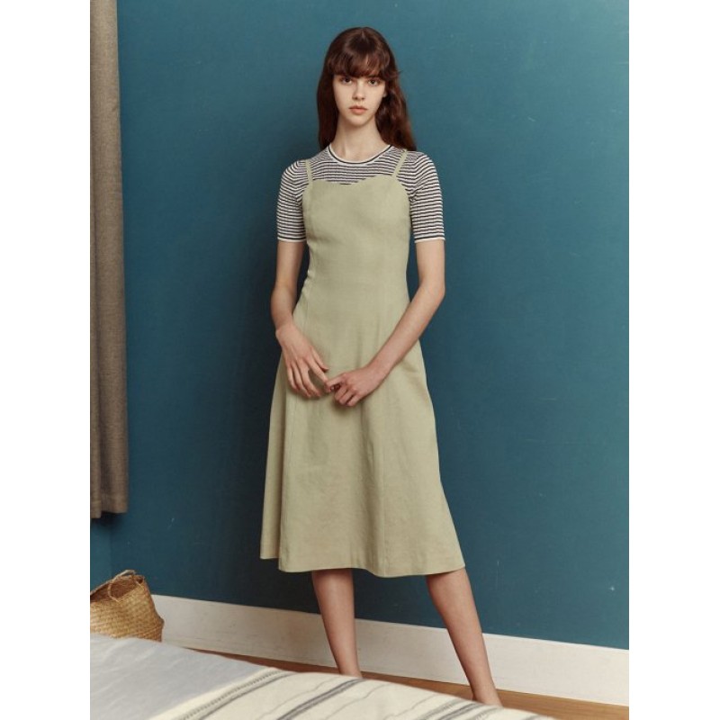 Corset linen dress, olive