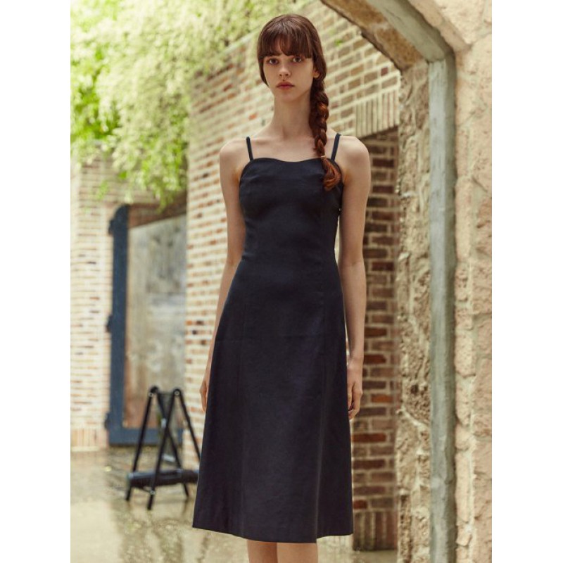 Corset Linen Dress, Black