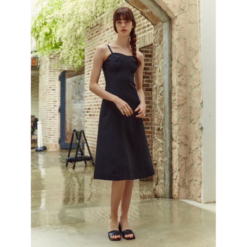 Corset Linen Dress, Black