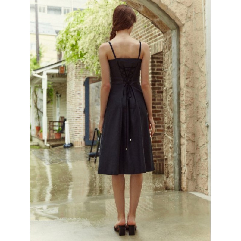 Corset Linen Dress, Black