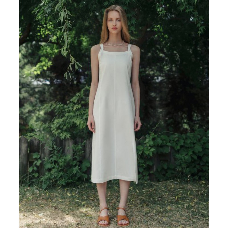 Basic slit long dress_WHITE