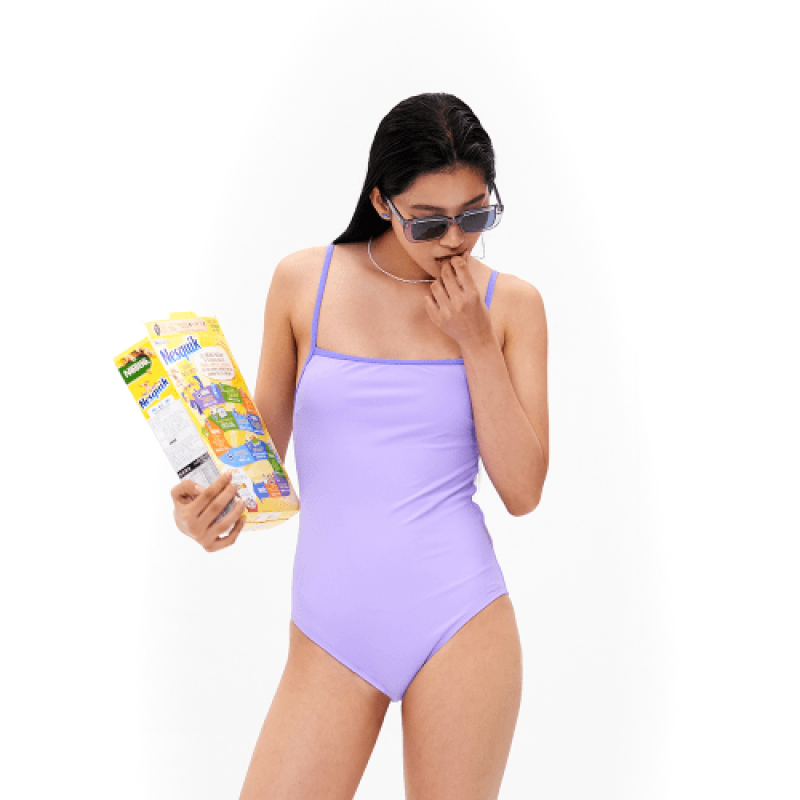 Sunburn Color Block Swimsuit One Piece (LAVENDER)