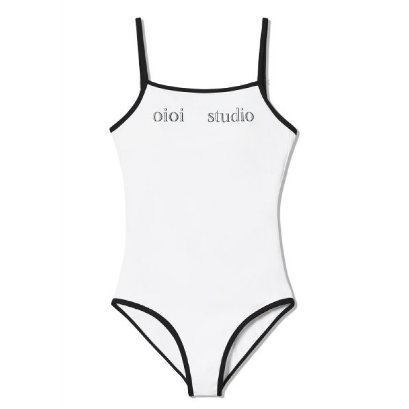 Layered logo swimsuit_white