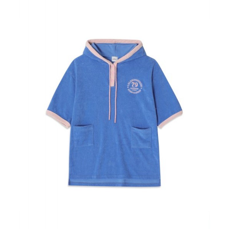 Hooded Terry T-Shirt_Blue