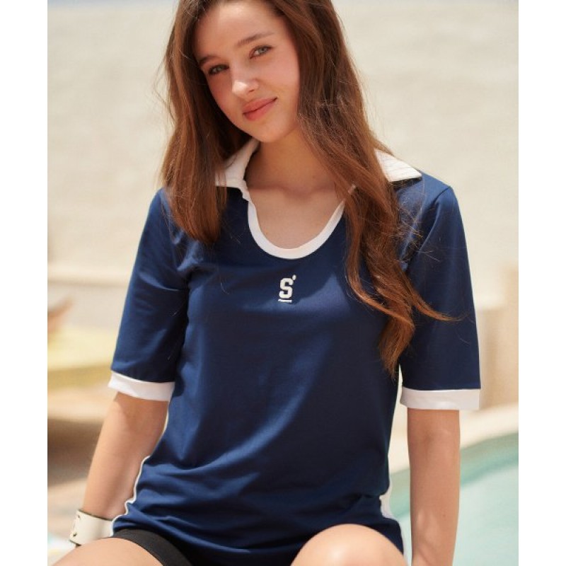 Round polo t-shirt_Navy