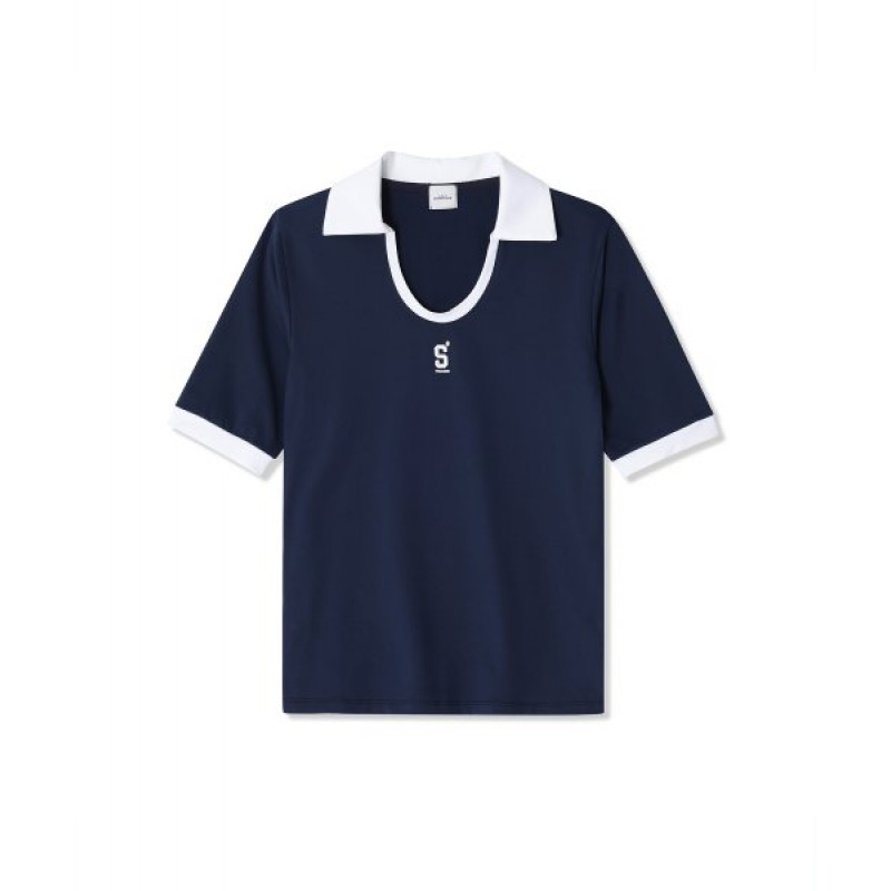 Round polo t-shirt_Navy