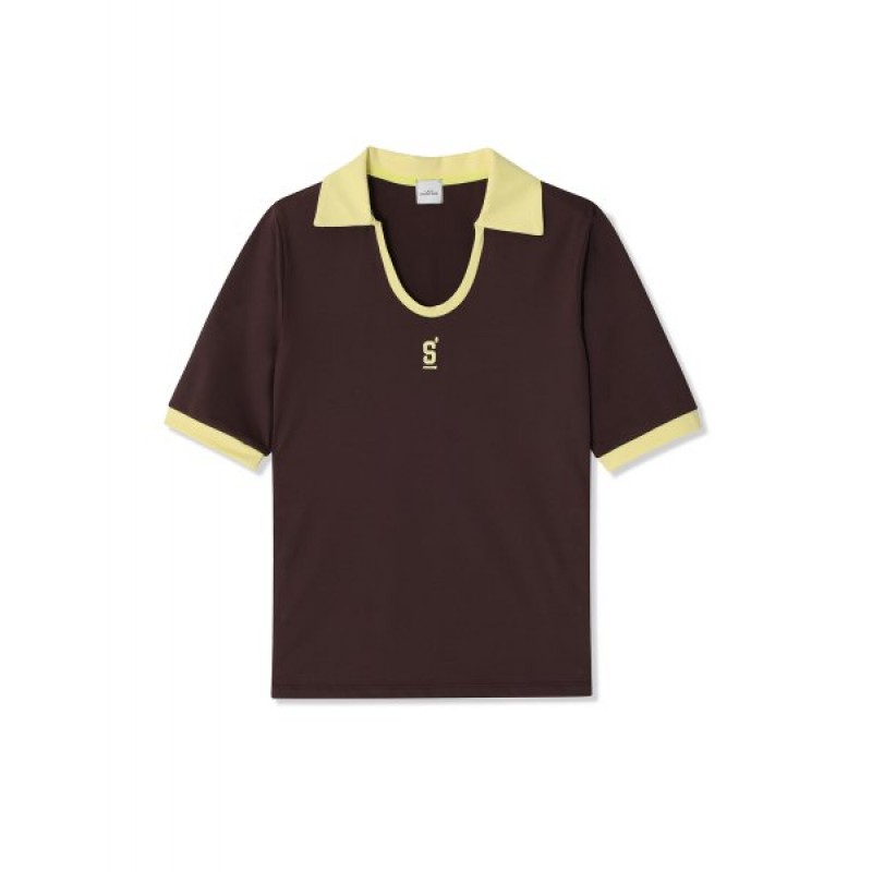 Round polo t-shirt_Brown