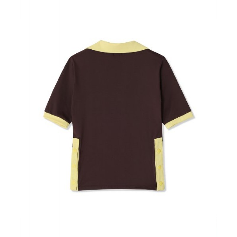 Round polo t-shirt_Brown