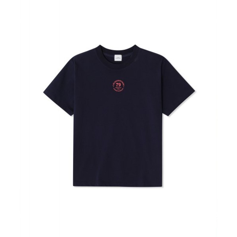 Round short sleeve T-shirt_Navy