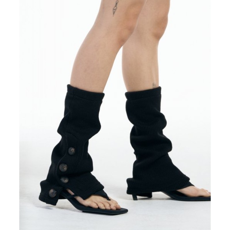 Button Leg warmer [Black]