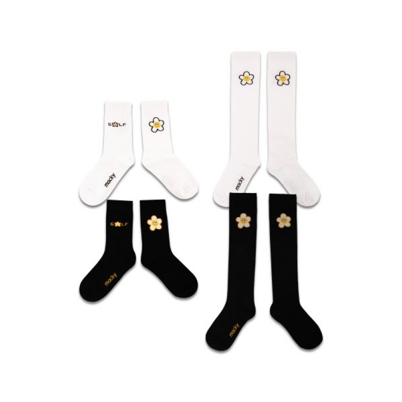 Knee-socks & point socks 4-piece set