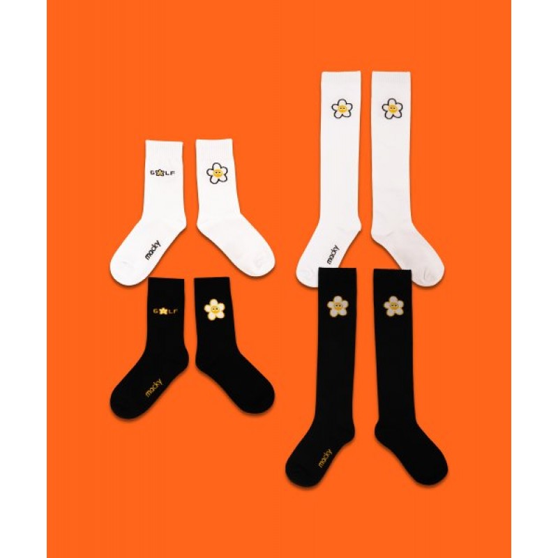 Knee-socks & point socks 4-piece set